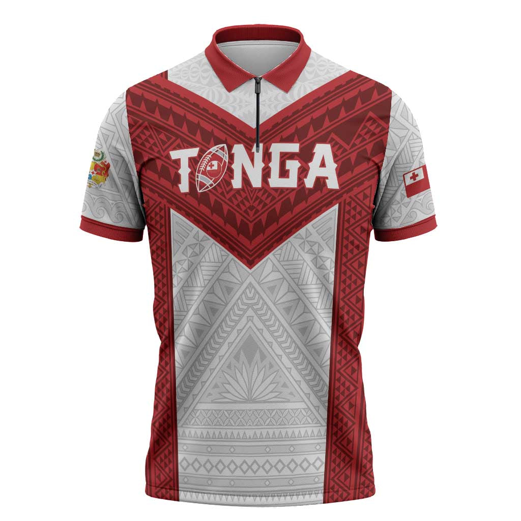 Tonga Rugby Custom Zipper Polo Shirt Tonga Sea Eagles Go Champions LT01 Red - Polynesian Pride