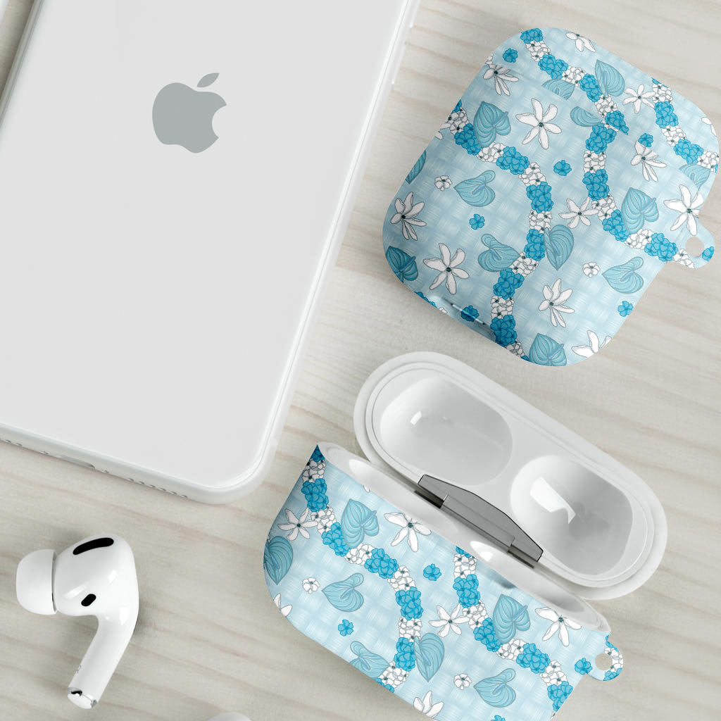 Hawaii Anthurium Tiare Pikake Lei AirPods Case UliUli Lauhala Art Pattern LT01 - Polynesian Pride