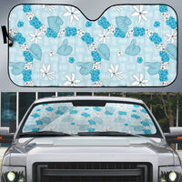 Hawaii Anthurium Tiare Pikake Lei Auto Sun Shade UliUli Lauhala Art Pattern