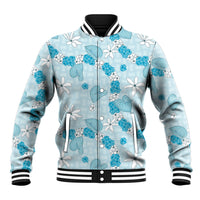 Hawaii Anthurium Tiare Pikake Lei Baseball Jacket UliUli Lauhala Art Pattern LT01 Unisex Blue - Polynesian Pride