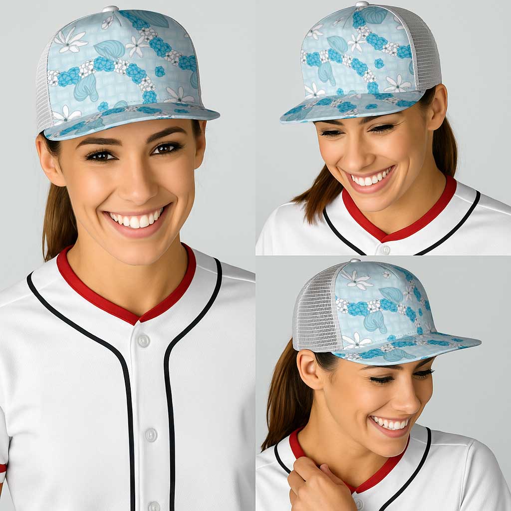 Hawaii Anthurium Tiare Pikake Lei Baseball Net Cap UliUli Lauhala Art Pattern LT01 - Polynesian Pride