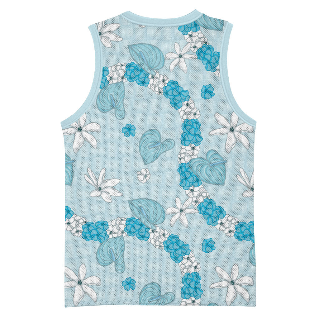 Hawaii Anthurium Tiare Pikake Lei Basketball Jersey UliUli Lauhala Art Pattern LT01 - Polynesian Pride