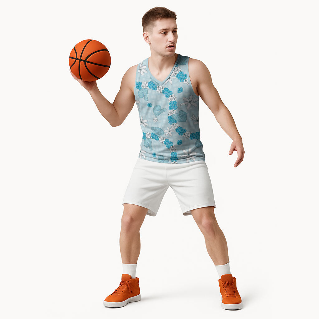 Hawaii Anthurium Tiare Pikake Lei Basketball Jersey UliUli Lauhala Art Pattern LT01 - Polynesian Pride