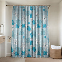 Hawaii Anthurium Tiare Pikake Lei Bathroom Set UliUli Lauhala Art Pattern LT01 Shower Curtain Only Blue - Polynesian Pride