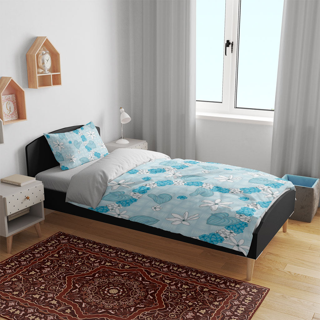Hawaii Anthurium Tiare Pikake Lei Bedding Set UliUli Lauhala Art Pattern LT01 - Polynesian Pride