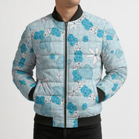 Hawaii Anthurium Tiare Pikake Lei Bomber Puffer Jacket UliUli Lauhala Art Pattern LT01 - Polynesian Pride