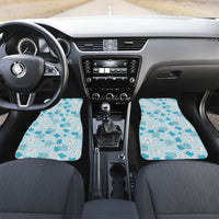 Hawaii Anthurium Tiare Pikake Lei Car Mats UliUli Lauhala Art Pattern LT01 Set 2pcs - Front Blue - Polynesian Pride