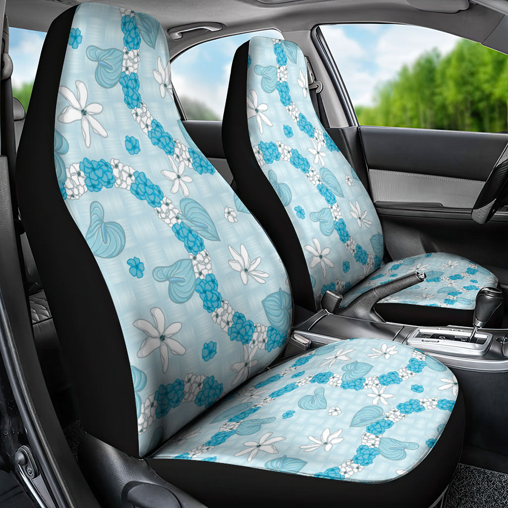 Hawaii Anthurium Tiare Pikake Lei Car Seat Cover UliUli Lauhala Art Pattern LT01 - Polynesian Pride
