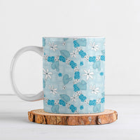 Hawaii Anthurium Tiare Pikake Lei Ceramic Mug UliUli Lauhala Art Pattern LT01 Blue - Polynesian Pride