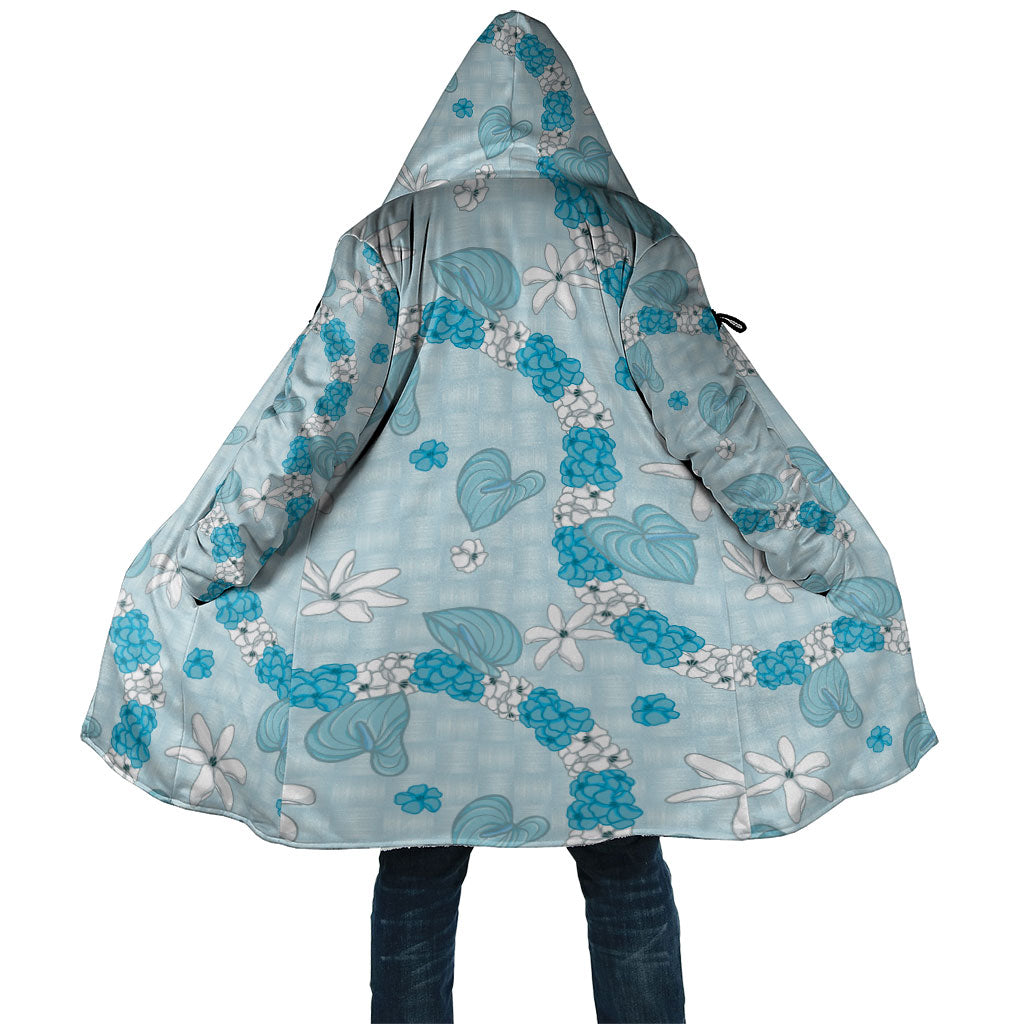 Hawaii Anthurium Tiare Pikake Lei Cloak UliUli Lauhala Art Pattern LT01 Unisex Blue - Polynesian Pride
