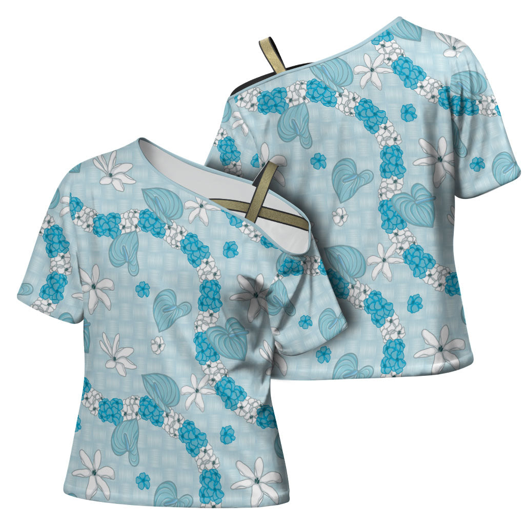 Hawaii Anthurium Tiare Pikake Lei Cross Shoulder Shirt UliUli Lauhala Art Pattern LT01 - Polynesian Pride