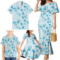 Hawaii Anthurium Tiare Pikake Lei Family Matching Mermaid Dress and Hawaiian Shirt UliUli Lauhala Art Pattern