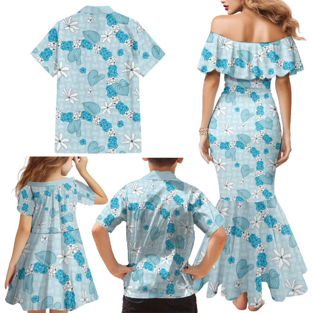 Hawaii Anthurium Tiare Pikake Lei Family Matching Mermaid Dress and Hawaiian Shirt UliUli Lauhala Art Pattern