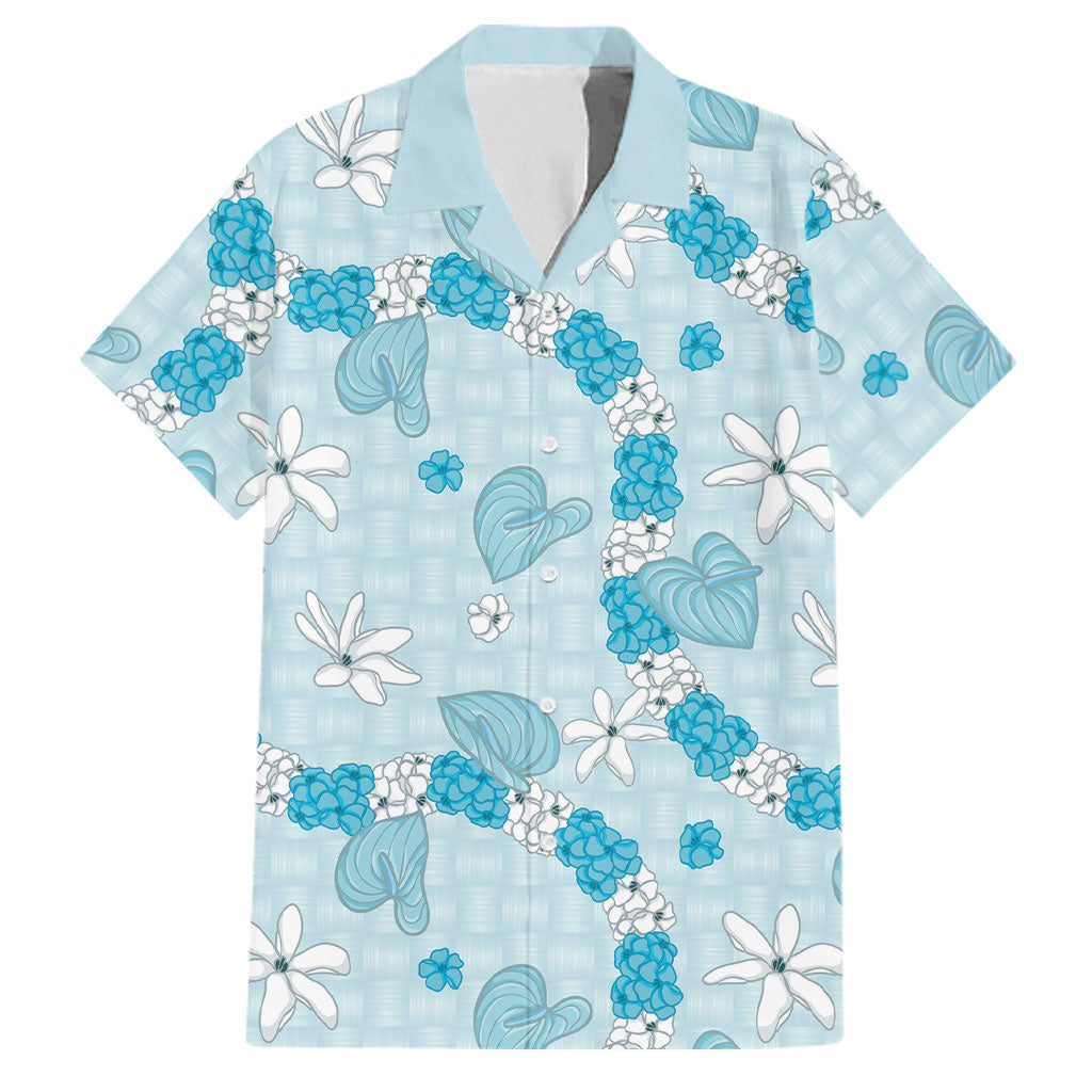 Hawaii Anthurium Tiare Pikake Lei Family Matching Off Shoulder Short Dress and Hawaiian Shirt UliUli Lauhala Art Pattern