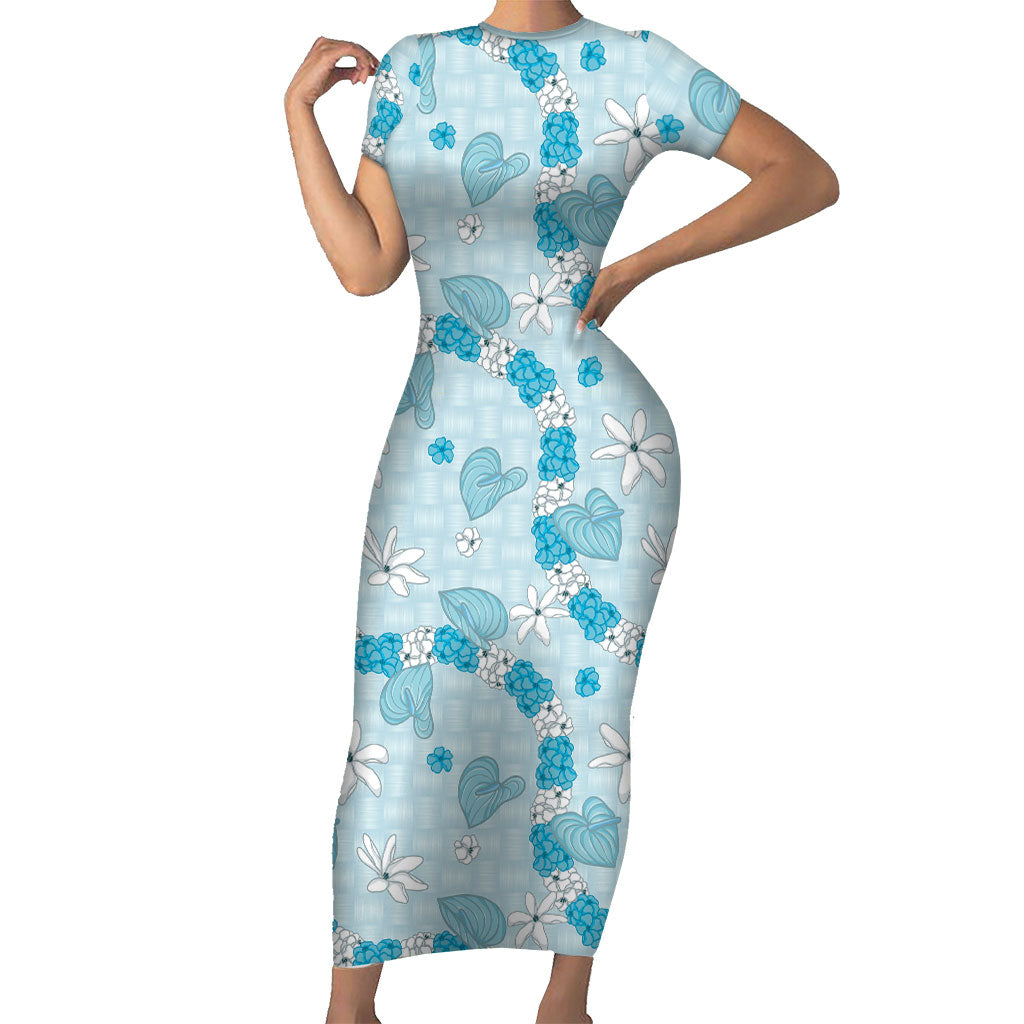 Hawaii Anthurium Tiare Pikake Lei Family Matching Short Sleeve Bodycon Dress and Hawaiian Shirt UliUli Lauhala Art Pattern