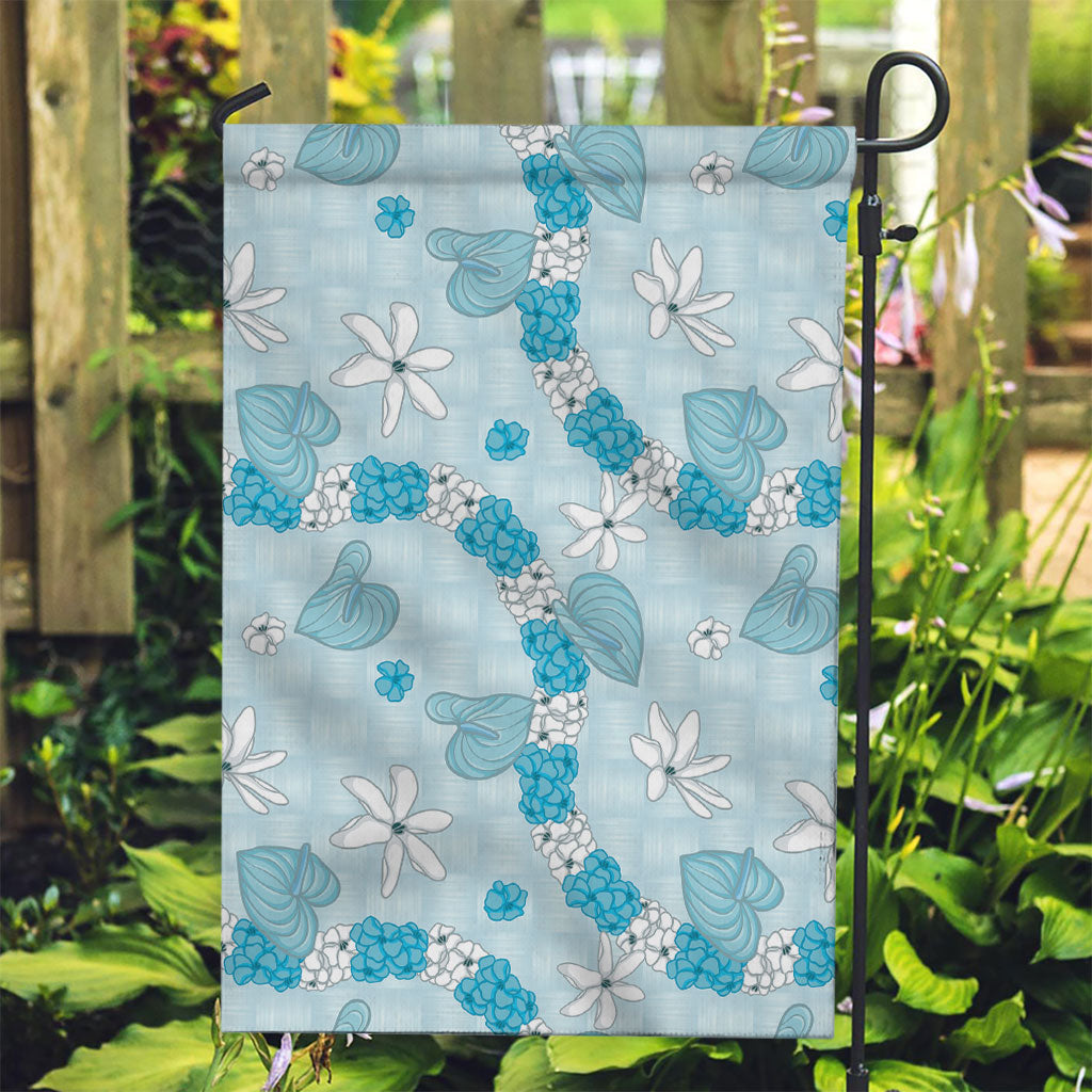 Hawaii Anthurium Tiare Pikake Lei Garden Flag UliUli Lauhala Art Pattern LT01 Garden Flag Blue - Polynesian Pride