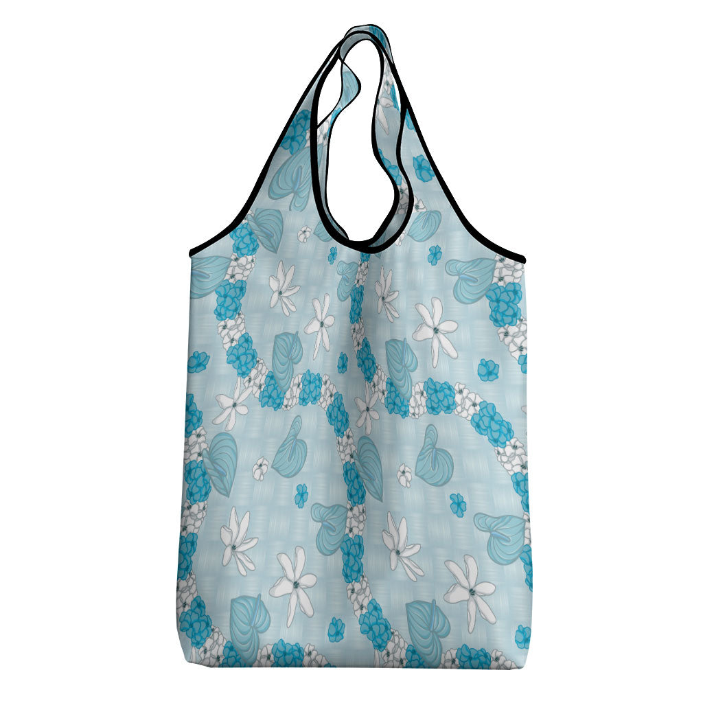 Hawaii Anthurium Tiare Pikake Lei Grocery Bag UliUli Lauhala Art Pattern LT01 - Polynesian Pride