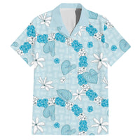 Hawaii Anthurium Tiare Pikake Lei Hawaiian Shirt UliUli Lauhala Art Pattern LT01 Blue - Polynesian Pride