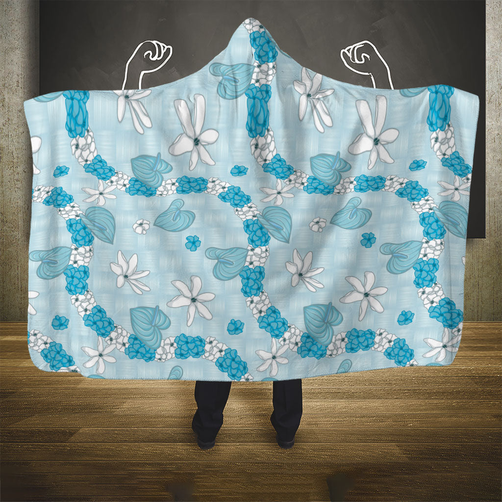Hawaii Anthurium Tiare Pikake Lei Hooded Blanket UliUli Lauhala Art Pattern LT01 - Polynesian Pride
