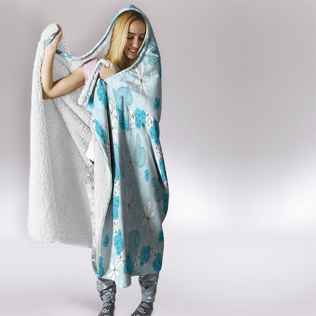 Hawaii Anthurium Tiare Pikake Lei Hooded Blanket UliUli Lauhala Art Pattern LT01 - Polynesian Pride