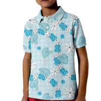 Hawaii Anthurium Tiare Pikake Lei Kid Polo Shirt UliUli Lauhala Art Pattern LT01 Kid Blue - Polynesian Pride