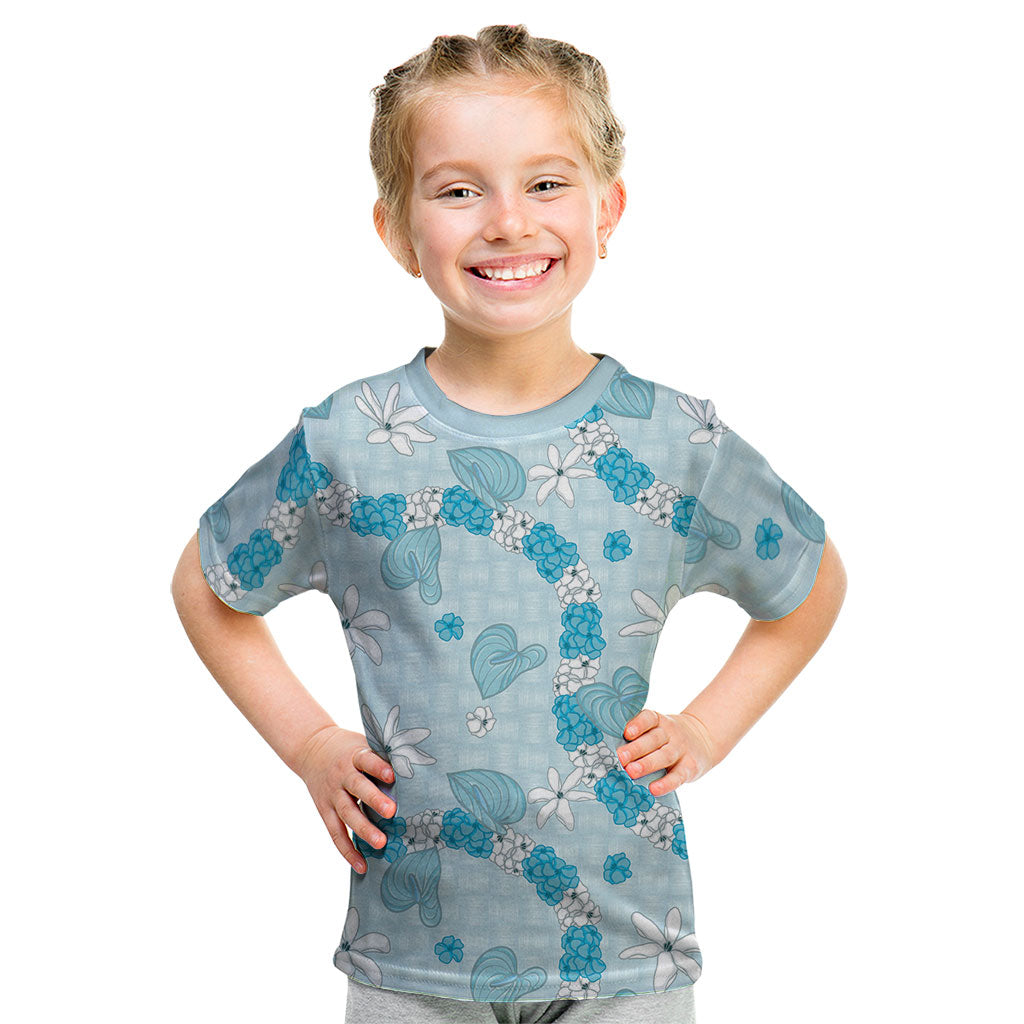 Hawaii Anthurium Tiare Pikake Lei Kid T Shirt UliUli Lauhala Art Pattern