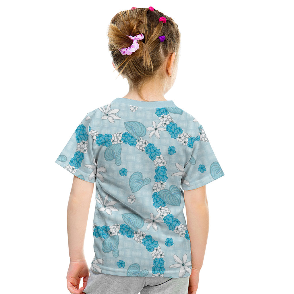 Hawaii Anthurium Tiare Pikake Lei Kid T Shirt UliUli Lauhala Art Pattern LT01 - Polynesian Pride