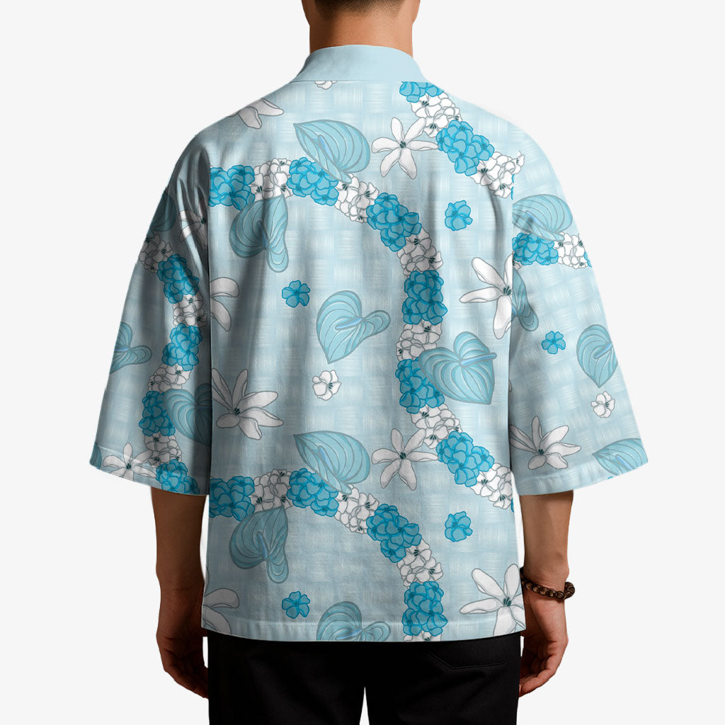 Hawaii Anthurium Tiare Pikake Lei Kimono UliUli Lauhala Art Pattern LT01 - Polynesian Pride