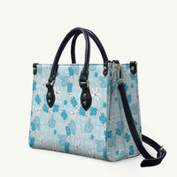 Hawaii Anthurium Tiare Pikake Lei Leather Bag UliUli Lauhala Art Pattern