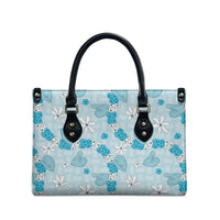 Hawaii Anthurium Tiare Pikake Lei Leather Bag UliUli Lauhala Art Pattern