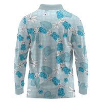 Hawaii Anthurium Tiare Pikake Lei Long Sleeve Polo Shirt UliUli Lauhala Art Pattern LT01 - Polynesian Pride