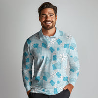 Hawaii Anthurium Tiare Pikake Lei Long Sleeve Polo Shirt UliUli Lauhala Art Pattern LT01 - Polynesian Pride