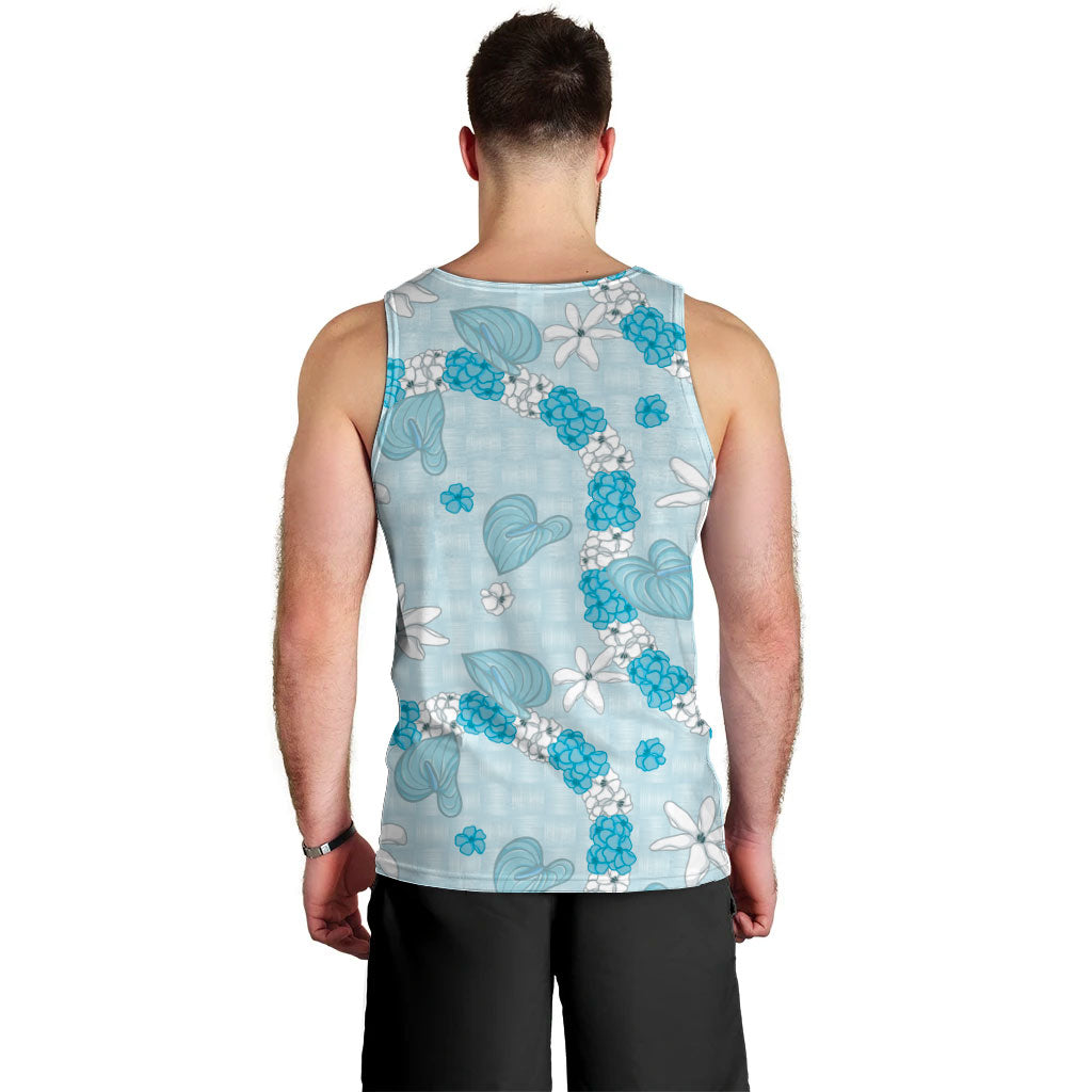Hawaii Anthurium Tiare Pikake Lei Men Tank Top UliUli Lauhala Art Pattern