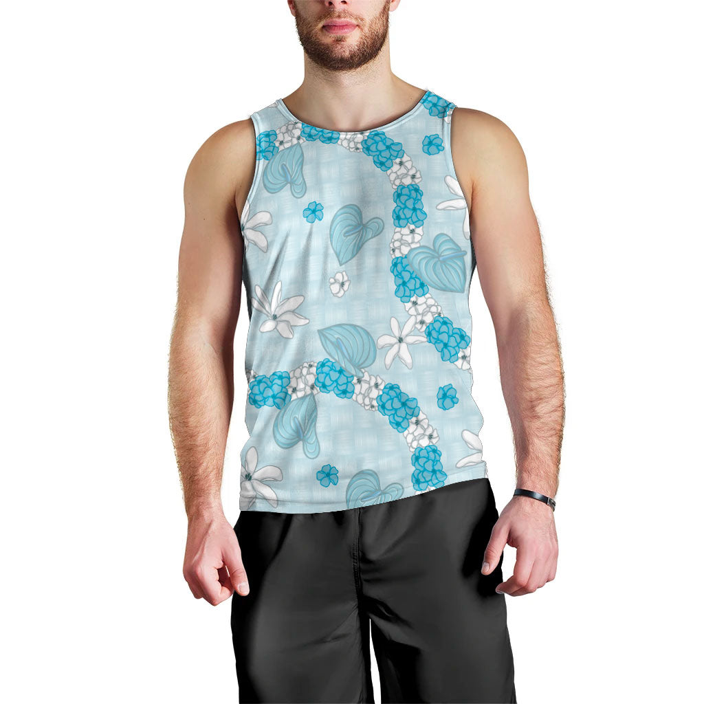 Hawaii Anthurium Tiare Pikake Lei Men Tank Top UliUli Lauhala Art Pattern