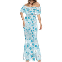 Hawaii Anthurium Tiare Pikake Lei Mermaid Dress UliUli Lauhala Art Pattern LT01 - Polynesian Pride