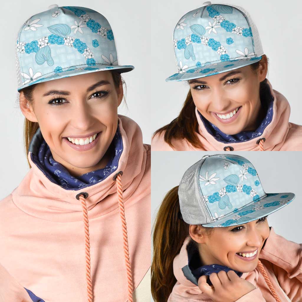 Hawaii Anthurium Tiare Pikake Lei Mesh Trucker Cap UliUli Lauhala Art Pattern LT01 - Polynesian Pride