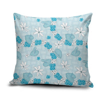 Hawaii Anthurium Tiare Pikake Lei Pillow Cover UliUli Lauhala Art Pattern LT01 Blue - Polynesian Pride