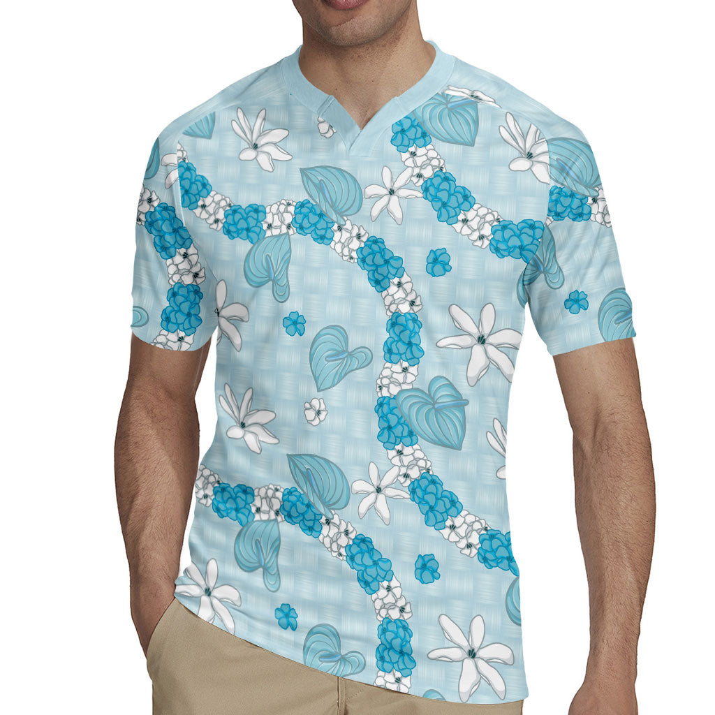 Hawaii Anthurium Tiare Pikake Lei Rugby Jersey UliUli Lauhala Art Pattern