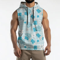 Hawaii Anthurium Tiare Pikake Lei Sleeveless Hoodie UliUli Lauhala Art Pattern
