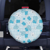 Hawaii Anthurium Tiare Pikake Lei Spare Tire Cover UliUli Lauhala Art Pattern LT01 No hole Blue - Polynesian Pride