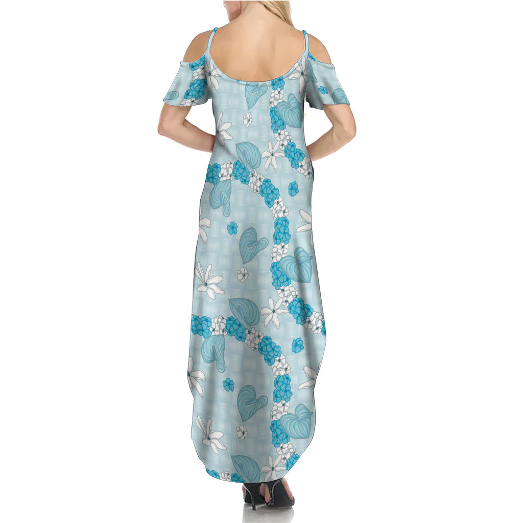 Hawaii Anthurium Tiare Pikake Lei Summer Maxi Dress UliUli Lauhala Art Pattern LT01 - Polynesian Pride