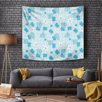 Hawaii Anthurium Tiare Pikake Lei Tapestry UliUli Lauhala Art Pattern LT01 Blue - Polynesian Pride
