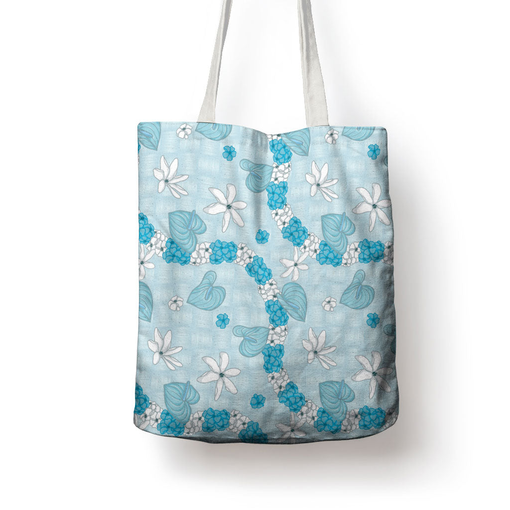 Hawaii Anthurium Tiare Pikake Lei Tote Bag UliUli Lauhala Art Pattern LT01 - Polynesian Pride