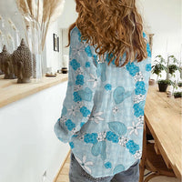 Hawaii Anthurium Tiare Pikake Lei Women Casual Shirt UliUli Lauhala Art Pattern LT01 - Polynesian Pride