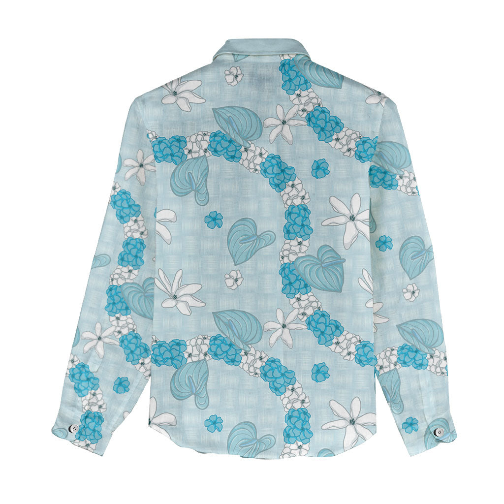 Hawaii Anthurium Tiare Pikake Lei Women Casual Shirt UliUli Lauhala Art Pattern LT01 - Polynesian Pride