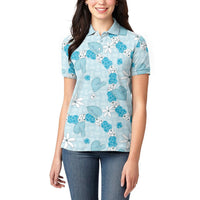 Hawaii Anthurium Tiare Pikake Lei Women Polo Shirt UliUli Lauhala Art Pattern
