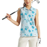 Hawaii Anthurium Tiare Pikake Lei Women Sleeveless Polo Shirt UliUli Lauhala Art Pattern LT01 - Polynesian Pride