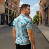 Hawaii Anthurium Tiare Pikake Lei Zipper Polo Shirt UliUli Lauhala Art Pattern