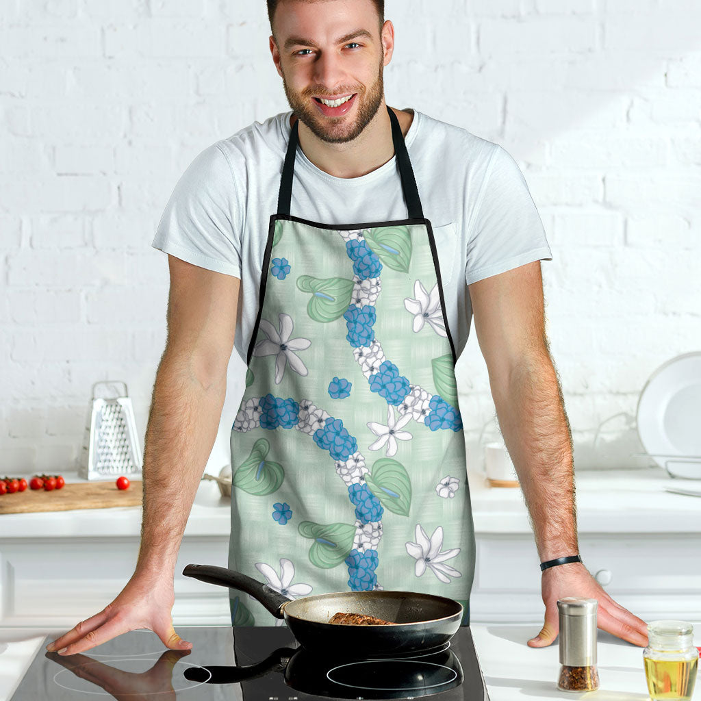Hawaii Anthurium Tiare Pikake Lei Apron Omaomao Lauhala Art Pattern