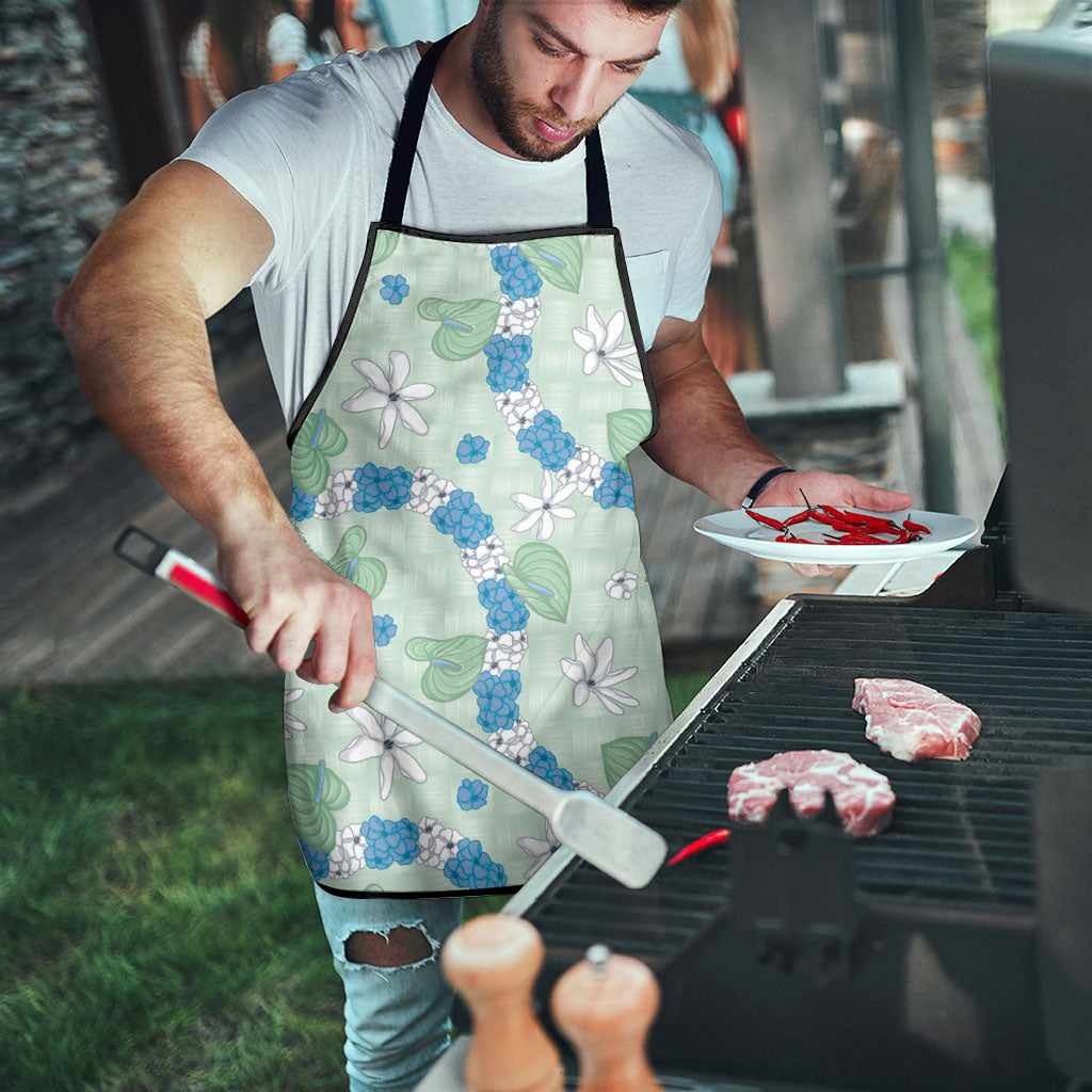 Hawaii Anthurium Tiare Pikake Lei Apron Omaomao Lauhala Art Pattern